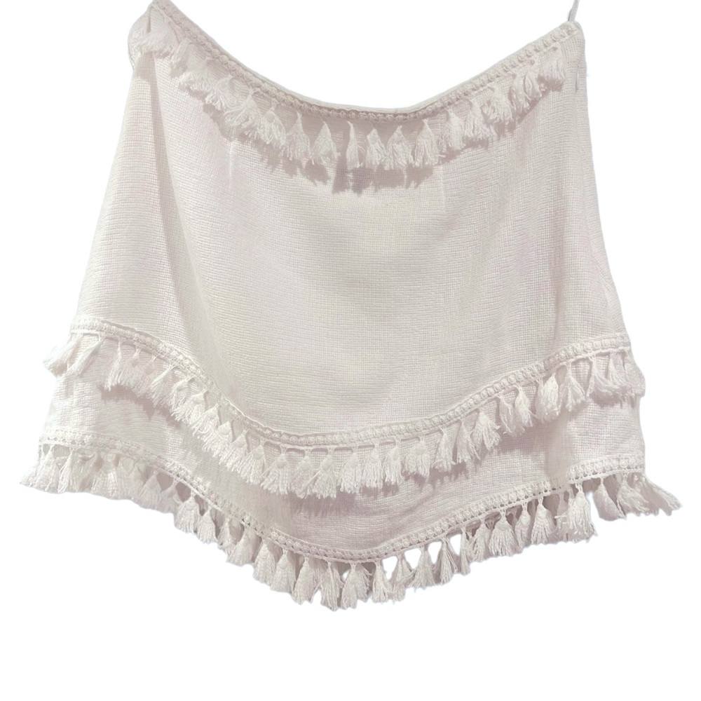 Skylar + Madison White Mini‎ Pom Pom Skirt size medium